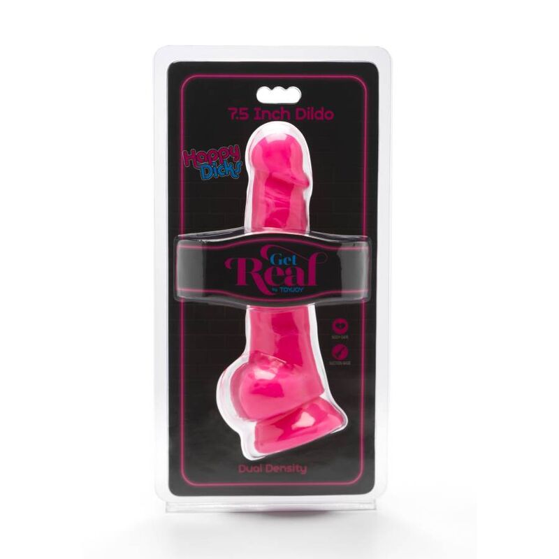 GET REAL - HAPPY DICKS 19 cm avec balles rose