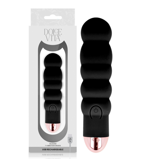 DOLCE VITA - vibromasseur rechargeable six noir 7 vitesses