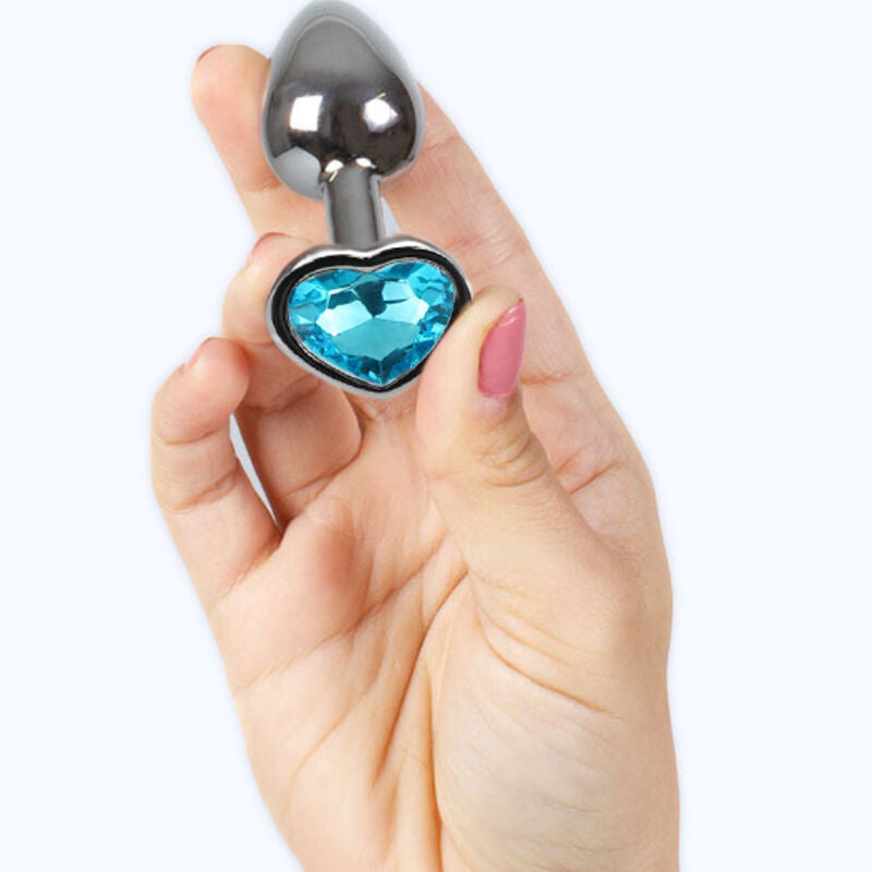 SECRETPLAY - plug anal en métal coeur bleu petite taille 7 cm