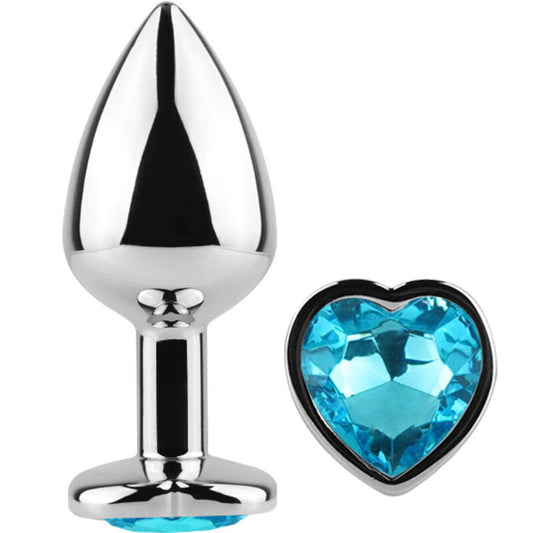 SECRETPLAY - plug anal en métal coeur bleu petite taille 7 cm