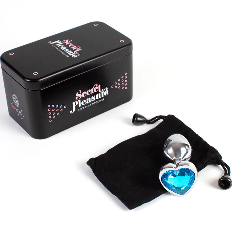 SECRETPLAY - plug anal en métal coeur bleu petite taille 7 cm