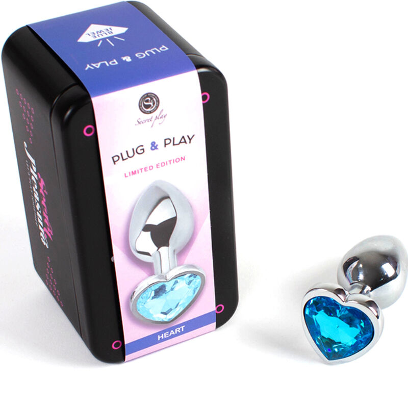 SECRETPLAY - plug anal en métal coeur bleu petite taille 7 cm