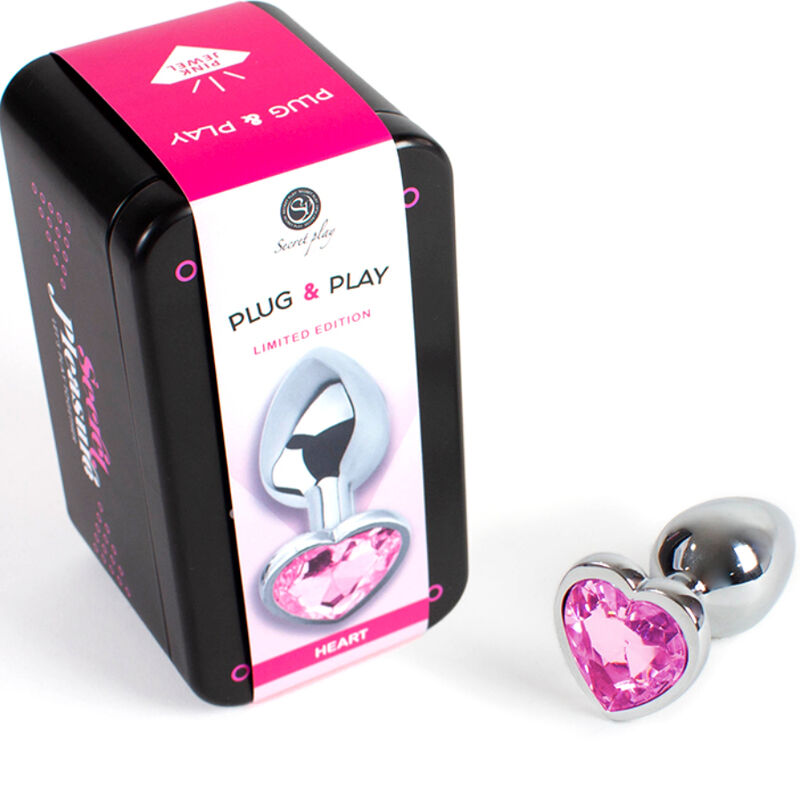 SECRETPLAY - plug anal en métal coeur fuchsia petite taille 7 cm