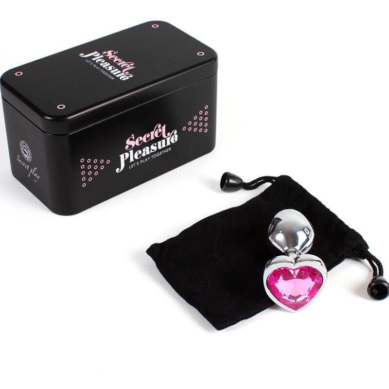 SECRETPLAY - plug anal en métal coeur fuchsia petite taille 7 cm