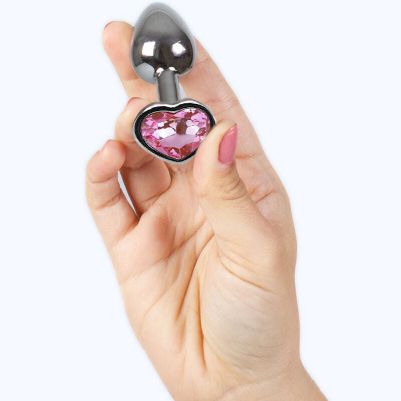 SECRETPLAY - plug anal en métal coeur fuchsia petite taille 7 cm