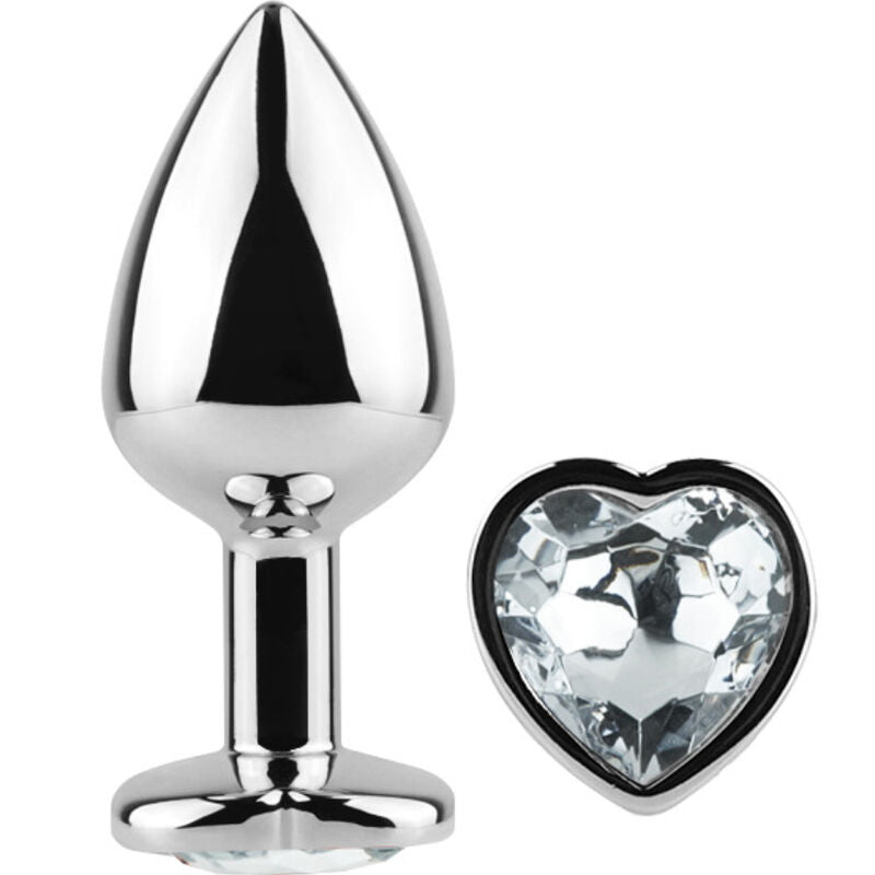 SECRETPLAY - plug anal en métal coeur cristal clair petite taille 7 cm