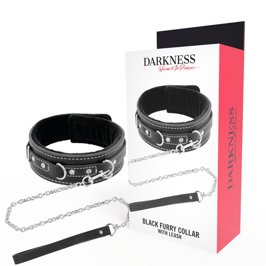 DARKNESS - collier en cuir de haute qualité avec laisse