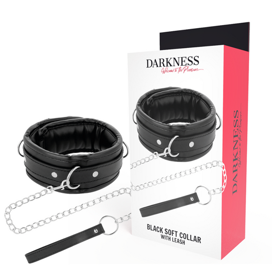 DARKNESS - collier en cuir souple avec chaîne