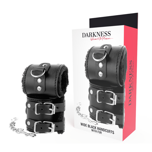 DARKNESS - menottes ajustables en cuir noir avec doublure