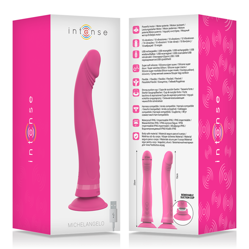 INTENSE - gode vibromasseur en silicone rose MICHELANGELO