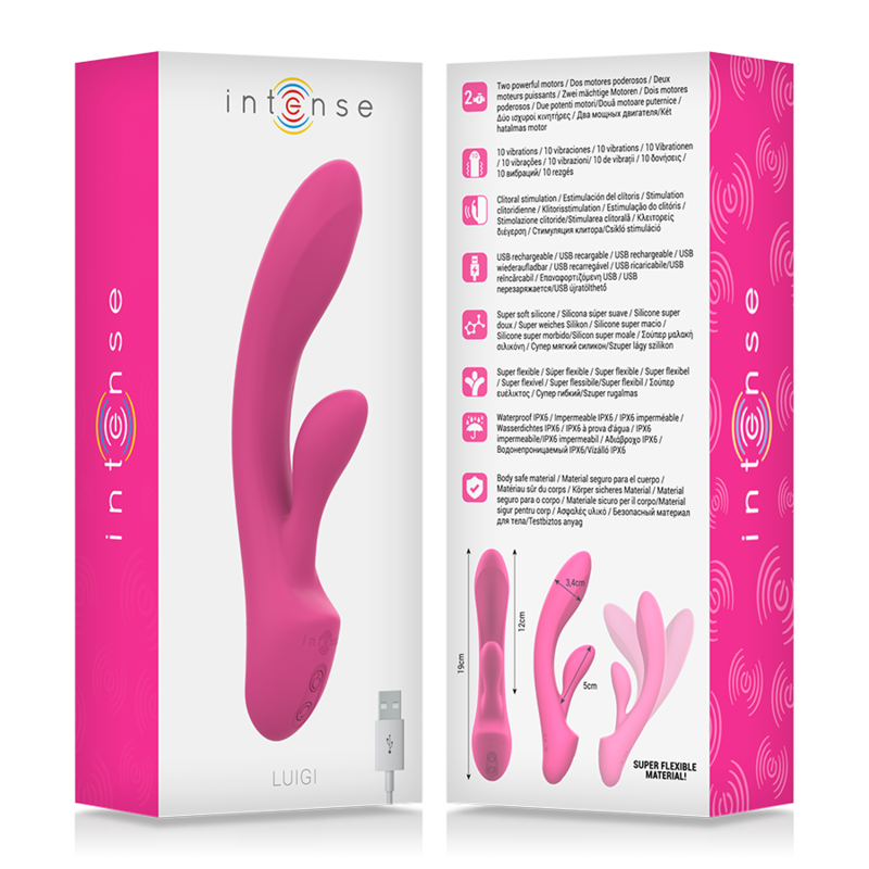 INTENSE - vibromasseur LUIGI lapin silicone liquide rose