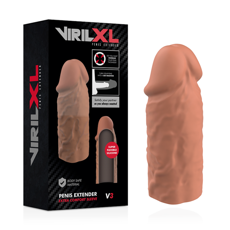 VIRILXL - extension de pénis marron en silicone liquide v3