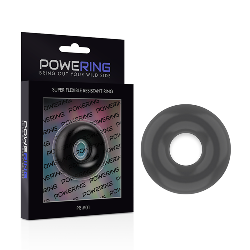 POWERING - anneau pénis super flexible et résistant 3,5cm noir