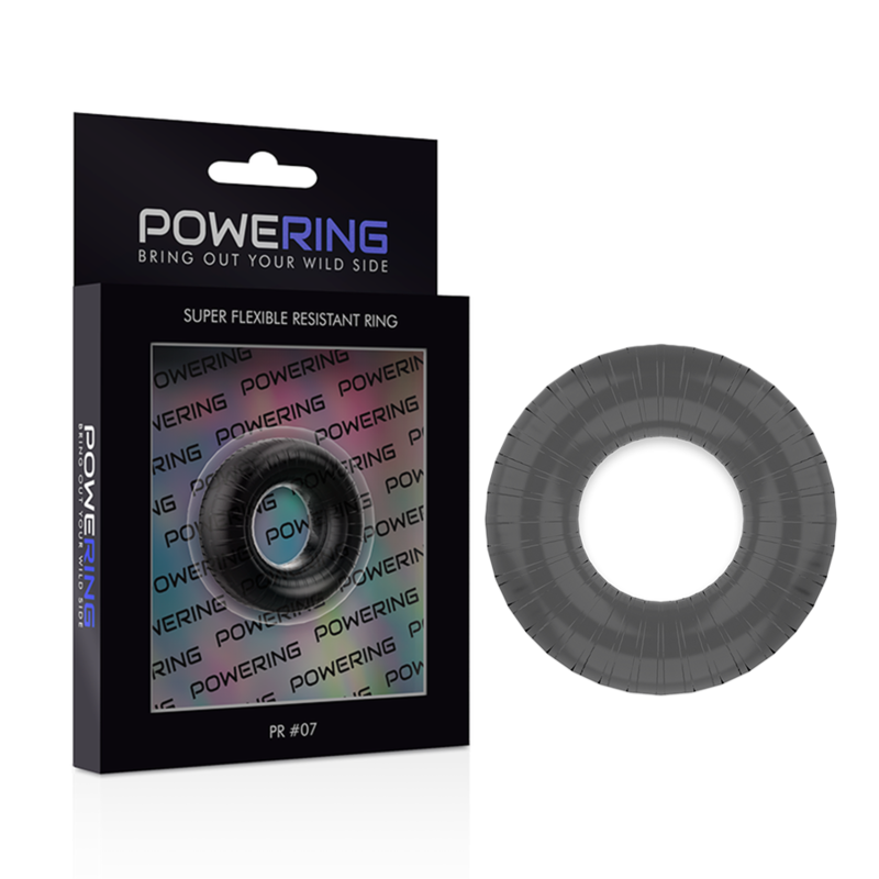 POWERING - anneau pénis super flexible et résistant 4,5cm pr07 noir