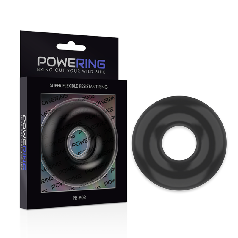 POWERING - anneau pénis super flexible et résistant 5cm pr03 noir