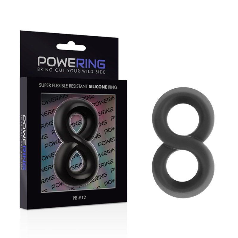 POWERING - anneau pénis et testicules super flexible et résistant pr12 noir