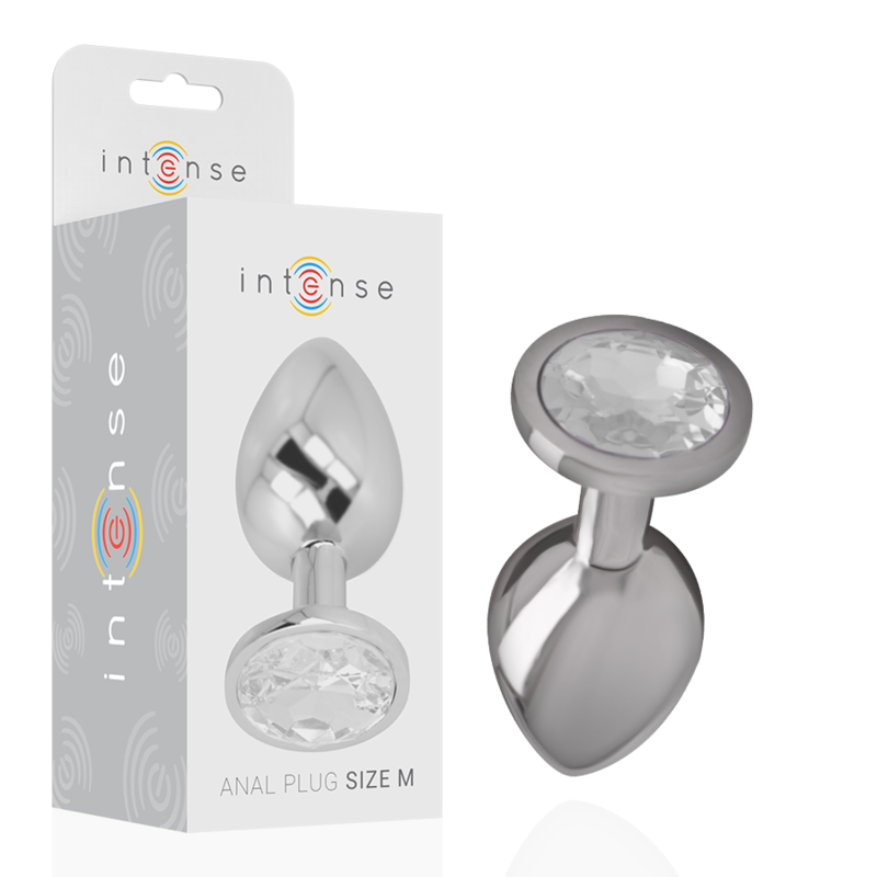 INTENSE - plug anal en métal aluminium avec cristal argenté taille M