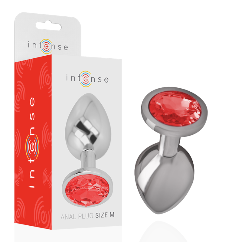 INTENSE - plug anal en métal avec cristal rouge taille M