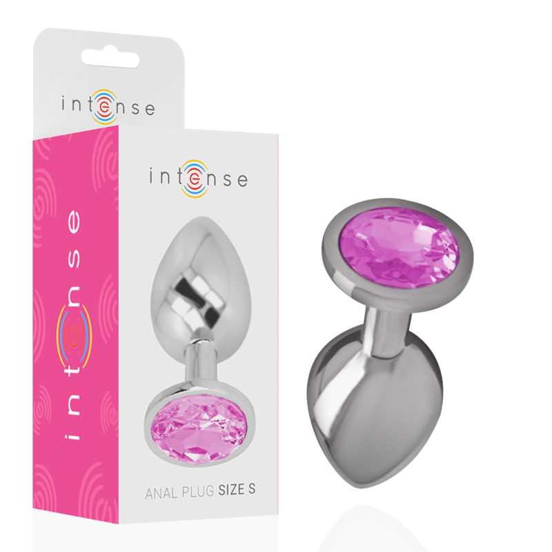 INTENSE - plug anal en métal aluminium avec cristal rose taille S