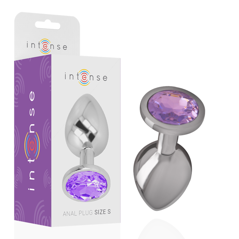 INTENSE - plug anal en métal aluminium avec cristal violet taille L