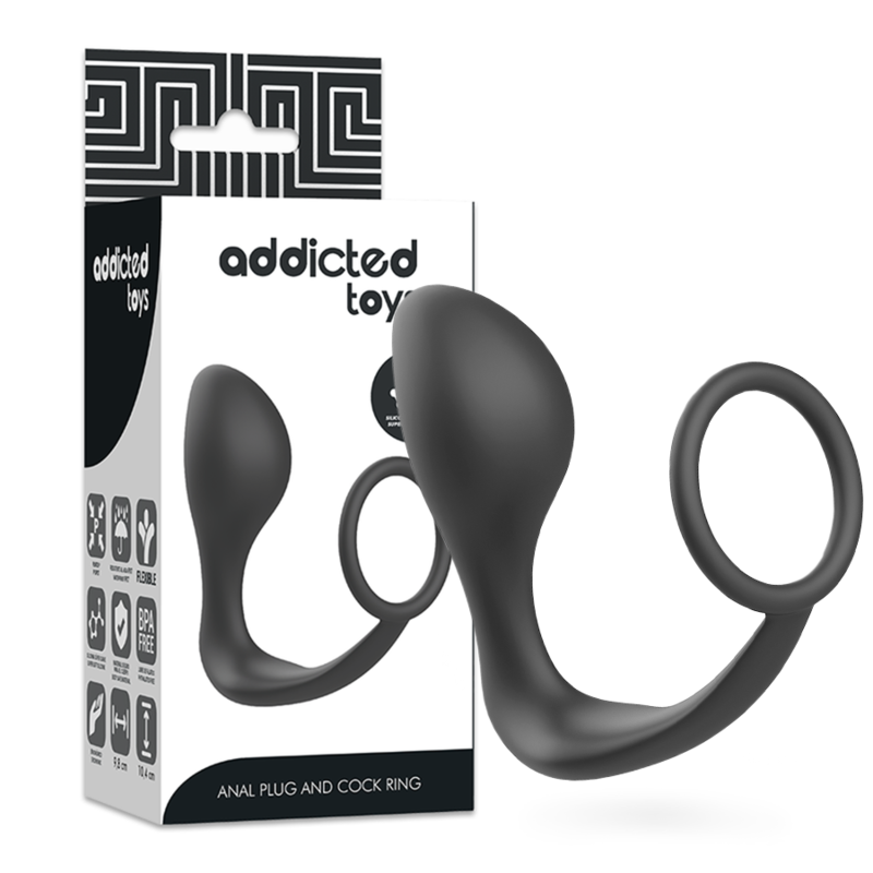 ADDICTED TOYS - plug anal avec anneau en silicone noir