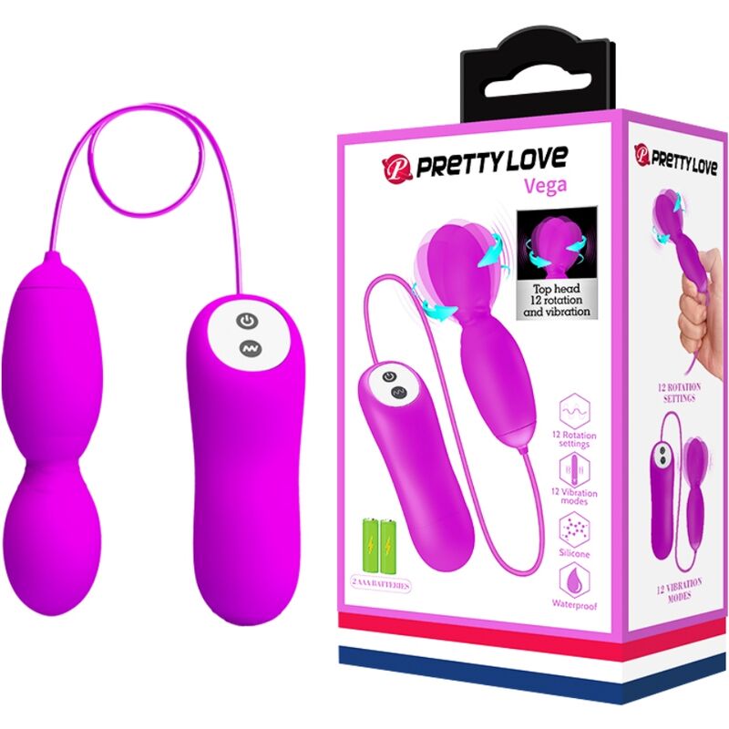 PRETTY LOVE – vibromasseur rotation et vibration VEGA 12 fonctions fuchsia