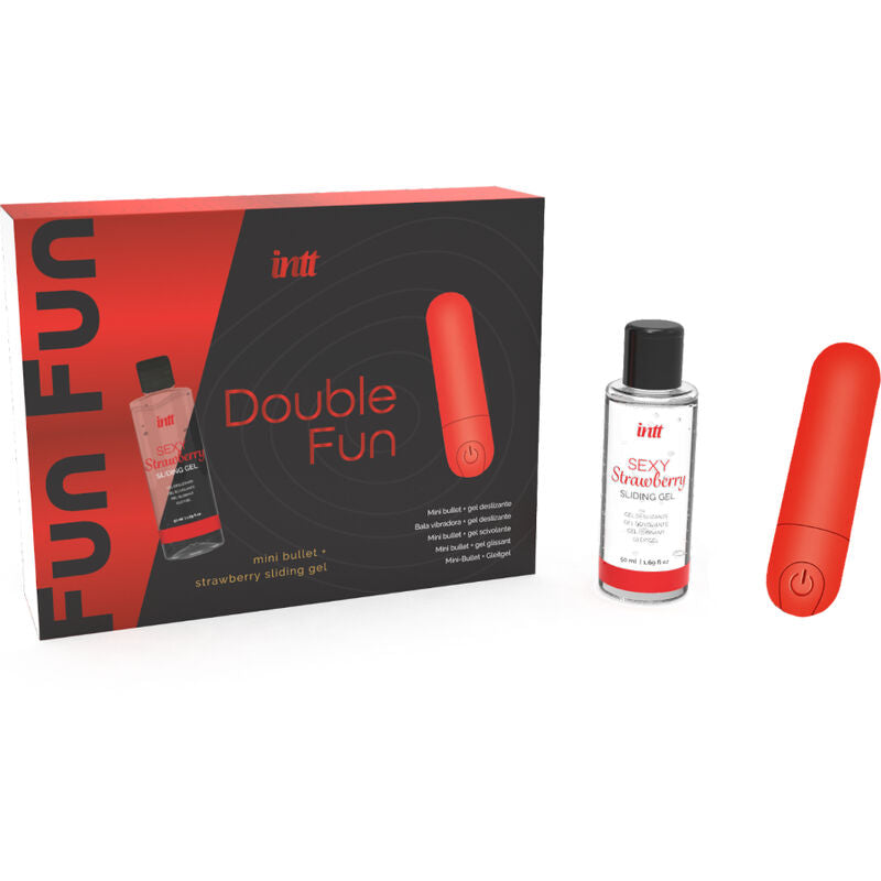 INTT RELEASES - KIT DOUBLE FUN AVEC BULLET VIBROMASSEUR ET GEL DE MASSAGE À LA FRAISE