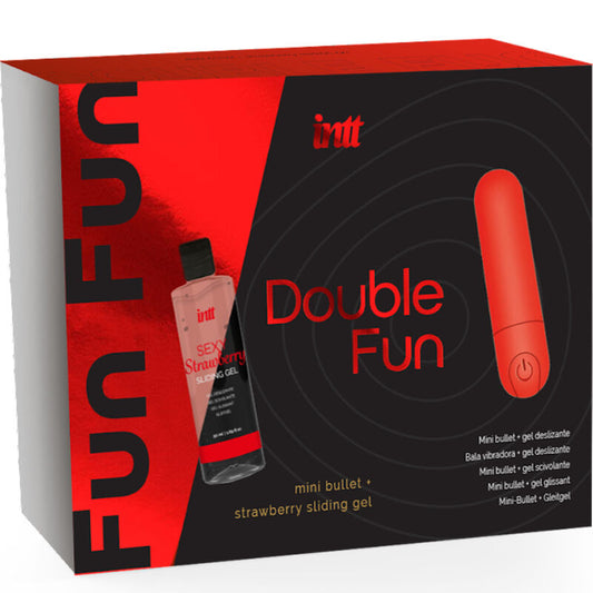 INTT RELEASES - KIT DOUBLE FUN AVEC BULLET VIBROMASSEUR ET GEL DE MASSAGE À LA FRAISE