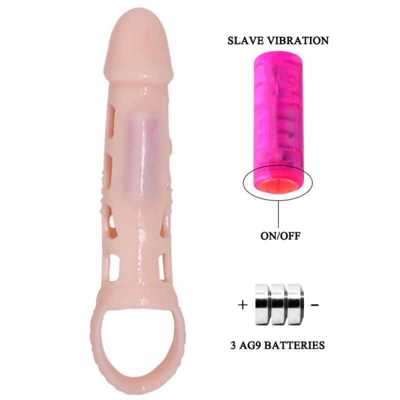 PRETTY LOVE – manchon d’extension de pénis avec vibration et sangle 13.5 cm