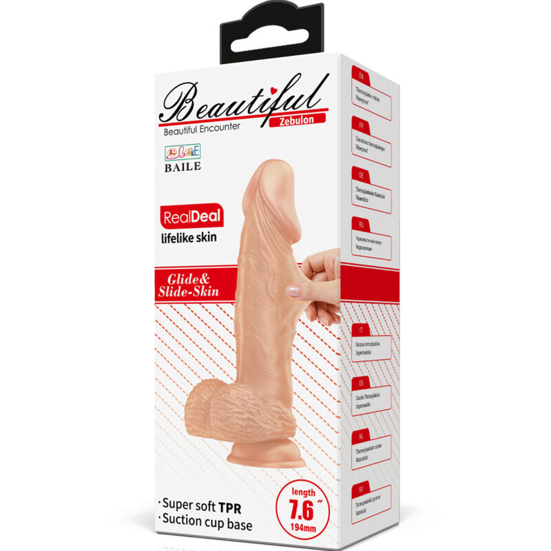 BAILE - BEAUTIFUL ENCOUNTER ZEBULON gode réaliste flexible 19.4 cm naturel