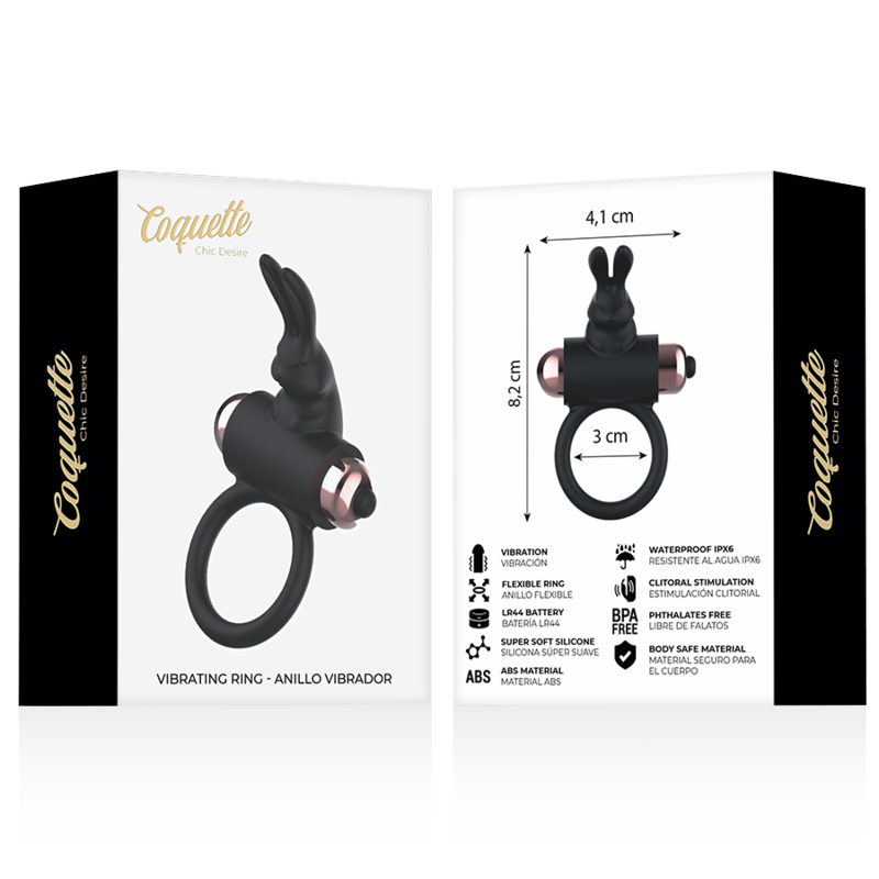 COQUETTE TOYS  - Anneau pénien avec vibromasseur noir/ or