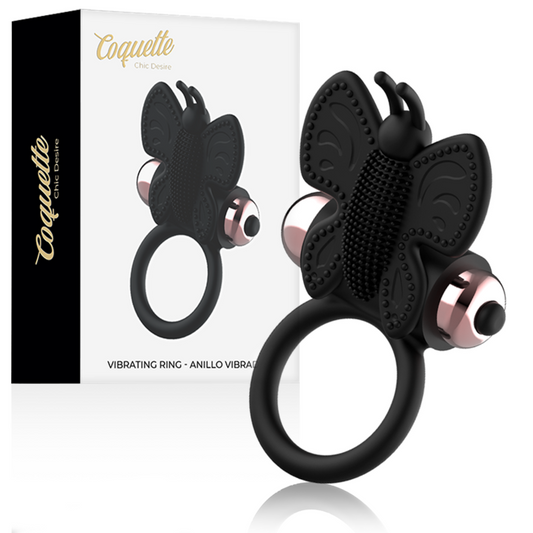 COQUETTE TOYS  - Anneau pénien papillon avec vibromasseur noir/ or