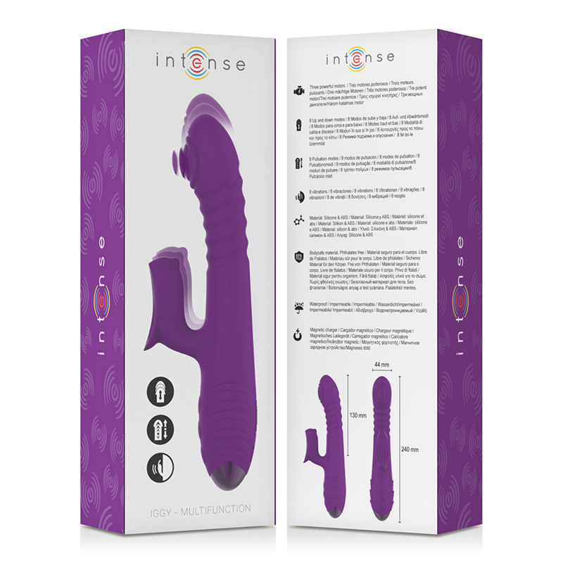 INTENSE - vibromasseur rechargeable multifonction IGGY clitoris et vagin violet