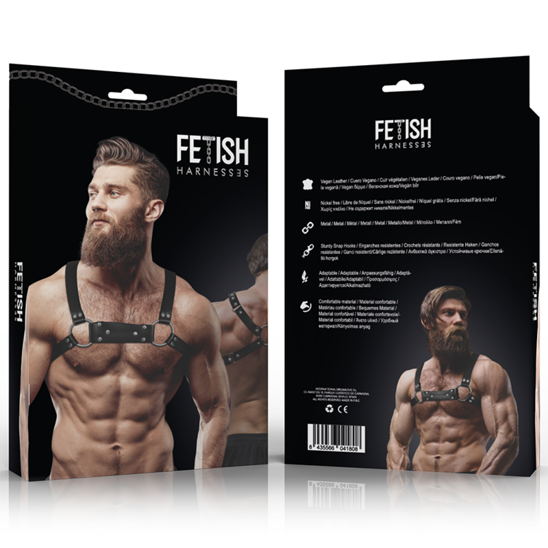 FETISH SUBMISSIVE - HARNAIS POITRINE BULLDOG EN CUIR ÉCOLOGIQUE POUR HOMMES TAILLE M/L