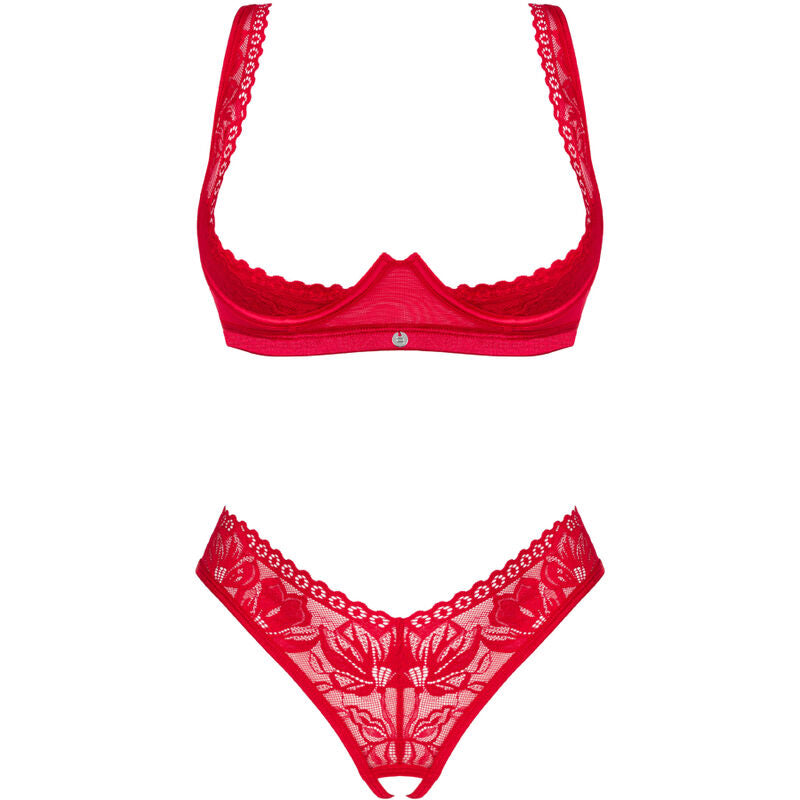 OBSESSIVE - ensemble ACE deux pièces string ouvert et seins nus rouge