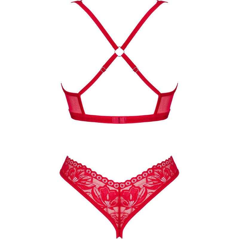 OBSESSIVE - ensemble ACE deux pièces string ouvert et seins nus rouge