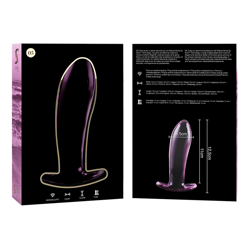 NEBULA IBIZA - plug anal n° 5 verre borosilicate clair 12.5 cm -o- 3.5 cm