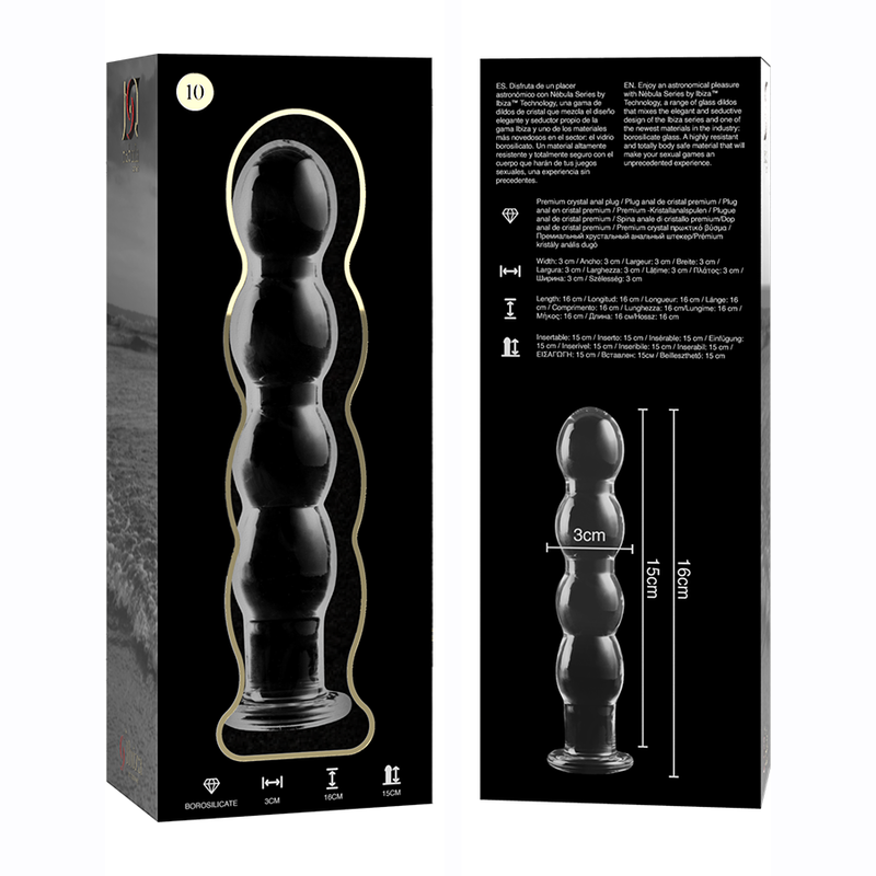 NEBULA IBIZA - n° 10 plug anal en verre borosilicate clair 16.5 cm -o- 3.5 cm