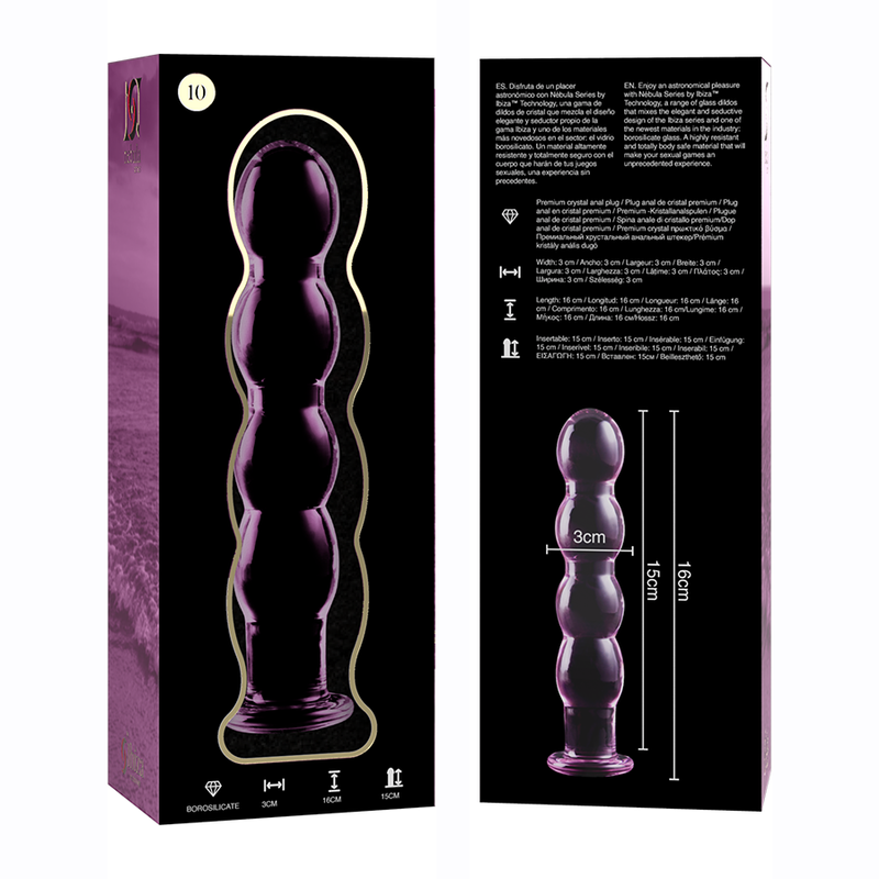 NEBULA IBIZA - n° 10 plug anal en verre borosilicate clair 16.5 cm -o- 3.5 cm