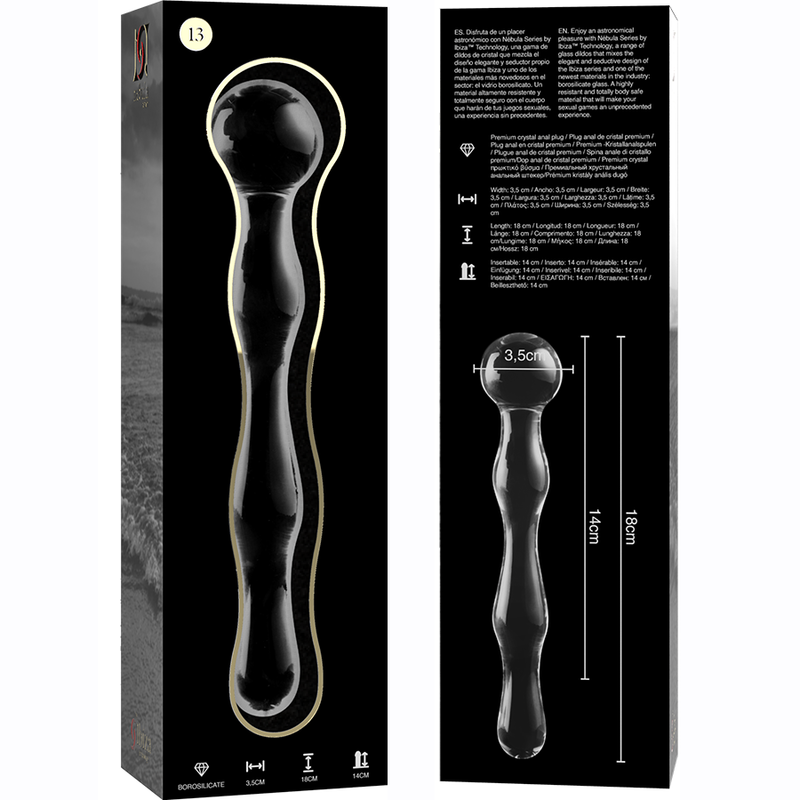 NEBULA IBIZA - n° 13 plug anal en verre borosilicate clair 18 cm -o- 3.5 cm