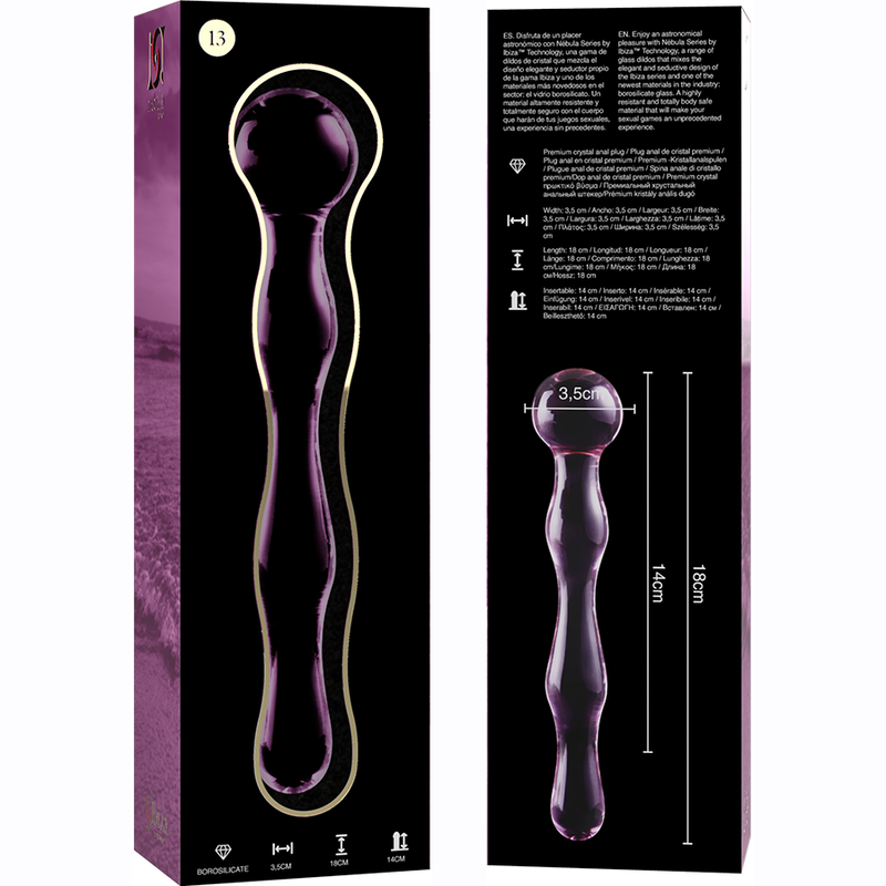 NEBULA IBIZA - n° 13 plug anal en verre borosilicate clair 18 cm -o- 3.5 cm