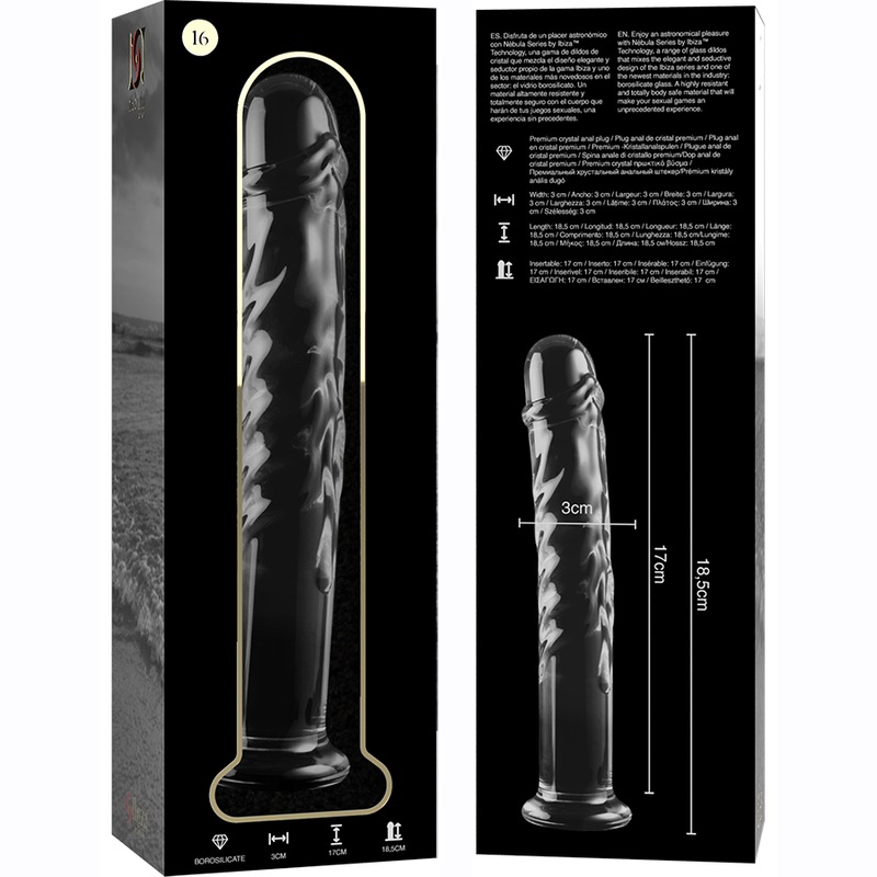 NEBULA IBIZA - n° 16 plug anal en verre borosilicate clair 18.5 cm -o- 3 cm