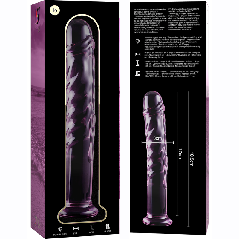 NEBULA IBIZA - n° 16 plug anal en verre borosilicate clair 18.5 cm -o- 3 cm