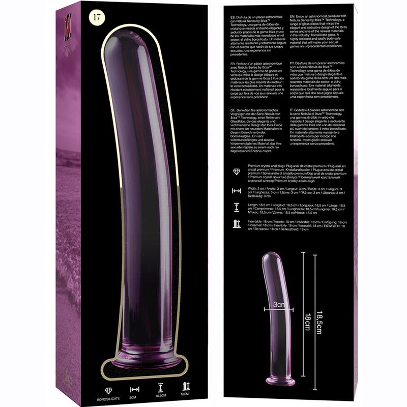 NEBULA IBIZA - n° 17 plug anal en verre borosilicate clair 18.5 cm -o- 3 cm