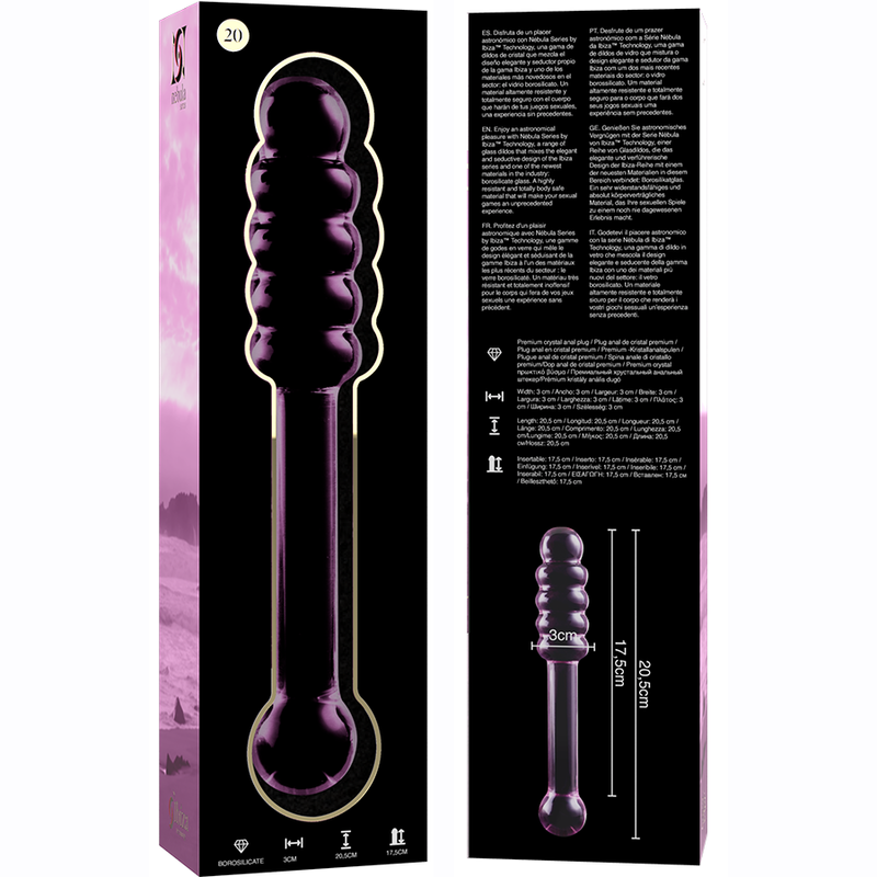 NEBULA IBIZA - n° 20 plug anal en verre borosilicate clair 20.5 cm -o- 3 cm