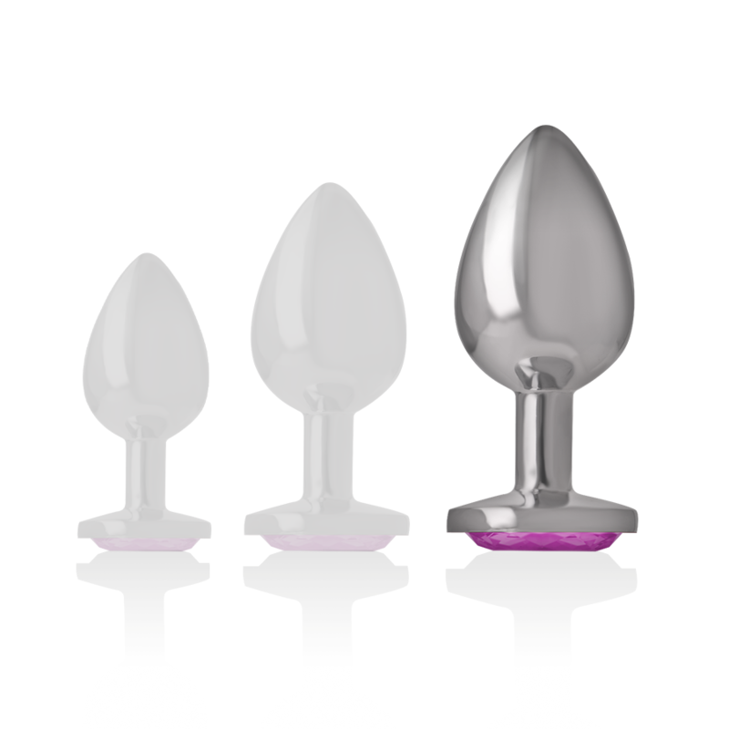 INTENSE - plug anal en métal aluminium avec cristal rose taille L