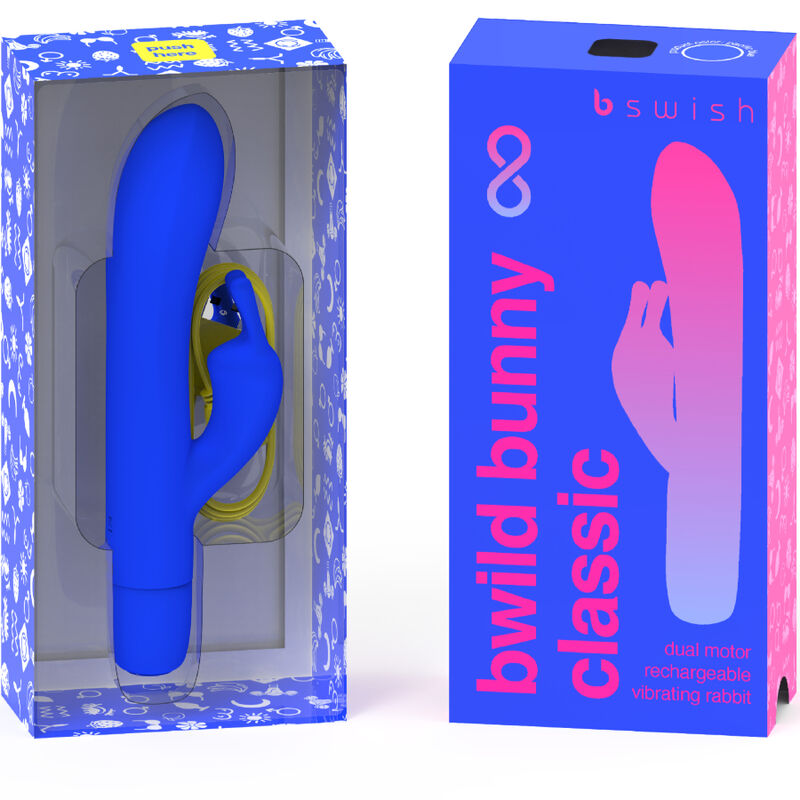 B-SWISH - vibromasseur rechargeable classique BWILD BUNNY INFINITE silicone bleu