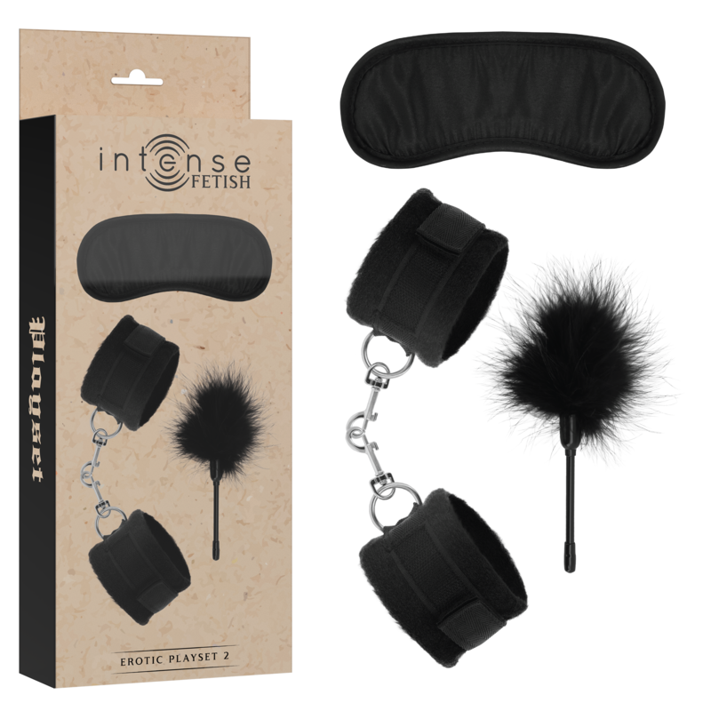 INTENSE FETISH - PLAYSET ÉROTIQUE 2 AVEC MENOTTES, MASQUE ET PLUMEAU