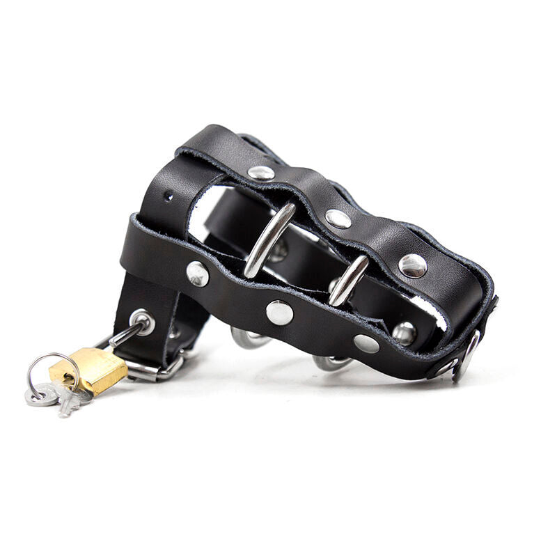 OHMAMA FETISH - etui en cuir avec anneaux métalliques et cadenas