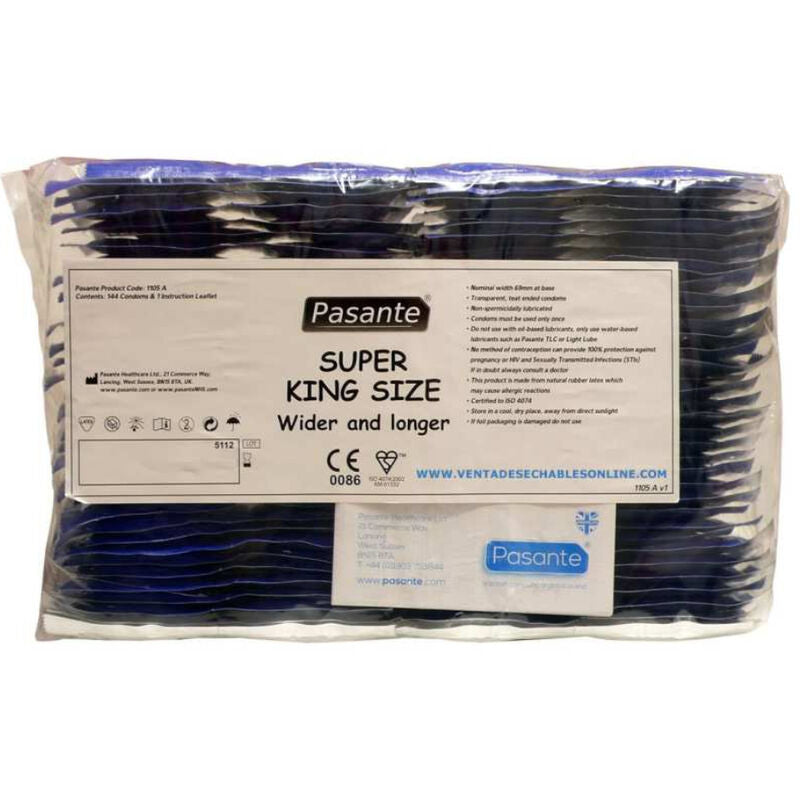 PASANTE - PRÉSERVATIFS TAILLE SUPER KING BOITE 144 UNITÉS